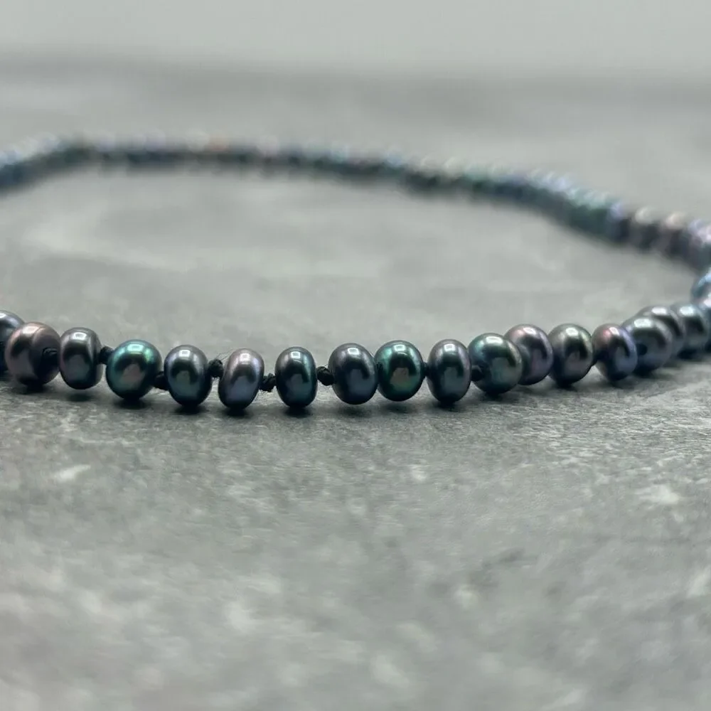 NWOT Natural Pearl Chromatic Blue Purple 18 inches Pearl Necklace Women’s Jewelr_4